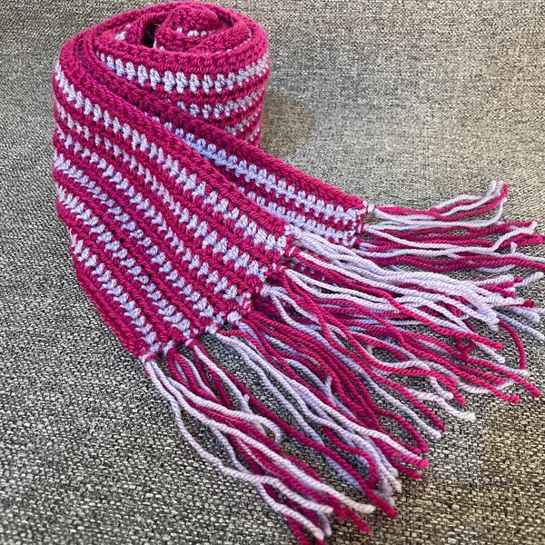 Crochet a Striped, Fringed Scarf Kit - This is a PDF Pattern only