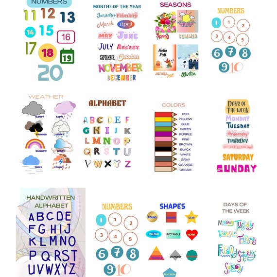 Educational Posters Set for Playroom and Kids and Toddlers Etsy