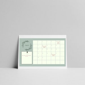 Family Memorial Calendar - Soft Mint | Personalised Calendar  | Genealogy Calendar | Family Tree Gifts