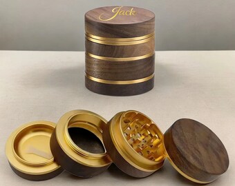 Personalized Grinder,Wood Grinder,Cute Grinder,Herb Grinder,Spice Grinder,Custom Grinder,Cool Grinder,4 Piece Grinder,Wooden Grinder