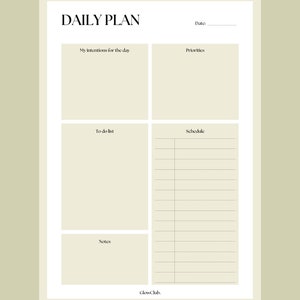 Daily Planner Template, Fillable Planner, Minimalist Daily Planner ...
