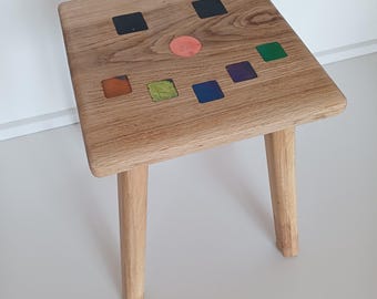 side table "Quadratic Smile" (oak table top)