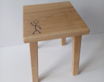 Side table "Motif: Stick figure" (oak table top)