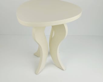 Beige side table "Tulip" in curved design, coffee table, couch table, bedside table, flower table, modern table, designer table