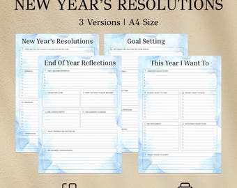 Pakiet planera postanowień noworocznych, wyznaczanie celów, refleksje na cały rok (do pobrania natychmiast)