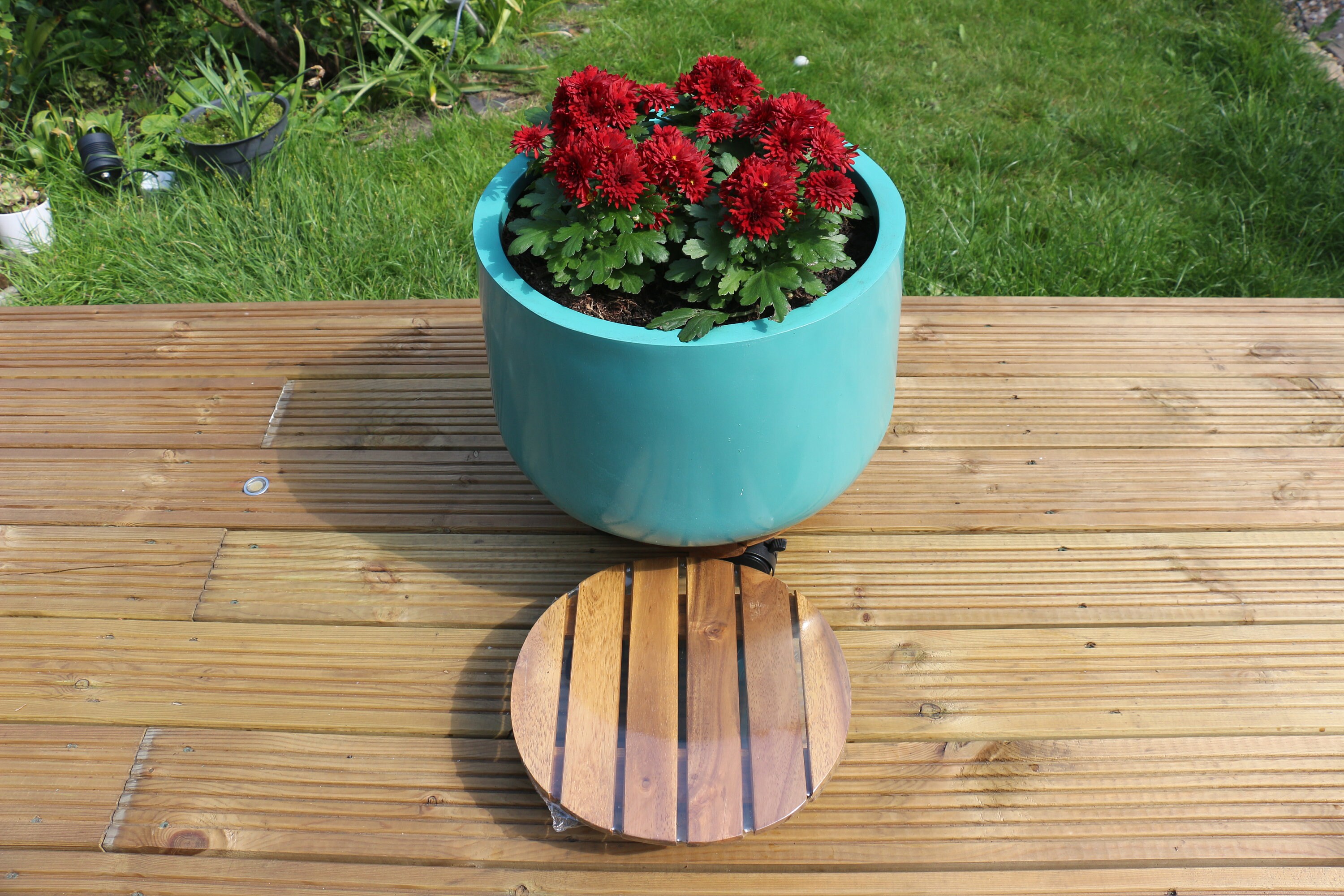 Set of 2 Movable Plant Pot Caddy FSC 100 Acacia Wood Wheels Etsy