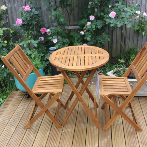 Wooden Outdoor Bistro Set FSC 100 Acacia Wood Garden Etsy