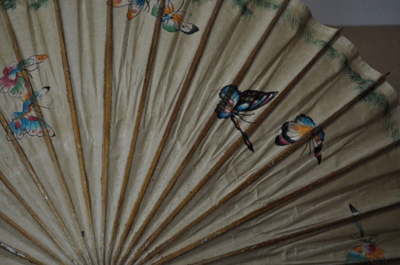 Vintage Hand Made Japanese Umbrella Bamboo Paper … - image 2