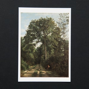 Vintage Kunstpostkarte des Gemäldes Ville d'Avray - Der Eingang zum Wald von Camille Corot | ungebraucht | National Gallery von Schottland