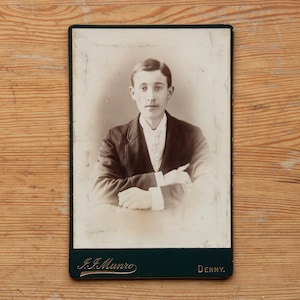 Vintage Cabinet Card | Portrait of young man, seated | Munro, Denny | Stirlingshire Scotland