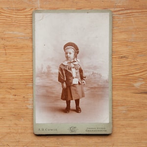 Vintage Cabinet Card | Portrait of young girl | A B Cowie, Grangemouth | Falkirk Stirlingshire Scotland
