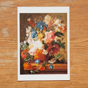 Fleurs dans un vase - carte postale d'art vintage d'un tableau de Paulus Theodorus van Brussel | Non voyagée | Publié par le Musée des beaux-arts