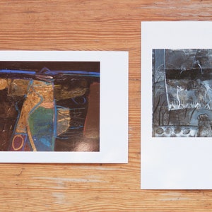 Paire de cartes postales d'art vintage de Barbara Rae | Non voyagée | Publié par le Conseil régional des Highlands | Art Orcades Ecosse