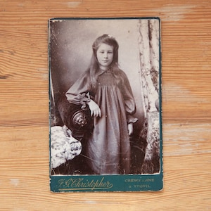 Vintage Cabinet Card | Portrait of small girl | photograph F G Christopher, Crewkerne and Yeovil