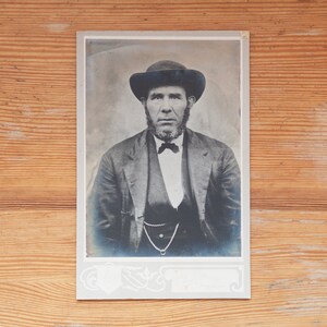 Vintage Cabinet Card | Portrait of older man with beard and hat | photograph Charles Reid, Wishaw, Lanarkshire, Scotland