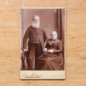 Vintage Cabinet Card | Portrait of elderly couple | Crowe (?) and Rodgers | Stirling Glasgow Scotland