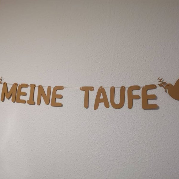 PERSONALISIERBARE Girlande Meine Taufe Wimpel Taube Kirche Feier Fest Schnur Karte Kraftkarton