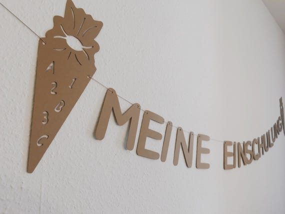 PERSONALISIERBARE Girlande Meine Einschulung Schule Schulkind Schultüte Wimpel Fest Schnur Kraftkarton Buchstaben Schulanfang Schulkind