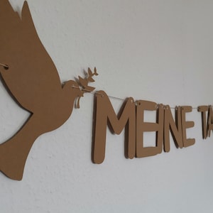 PERSONALISIERBARE Girlande Meine Taufe Wimpel Taube Kirche Feier Fest Schnur Karte Kraftkarton NEUES Design Deko Dekoration