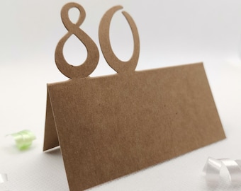 Tischkärtchen 80. Geburtstag Platzkarten Namenskarten Tischkarten Karten Originell Einzigartig Außergewöhnlich Dekoration Deko Besonderes