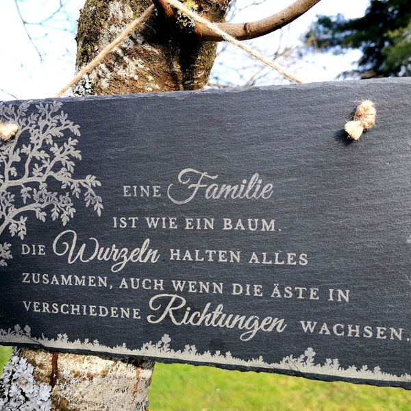 Schiefertafel / Schieferplatte zum aufhängen Spruch Familie rustikal modern Schiefer Dsed Look Deko Dekoration Geschenk Muttertag Vatertag