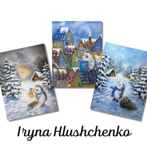 Juego de 3 tarjetas navideñas bonitas de Postcrossing, regalo con erizo