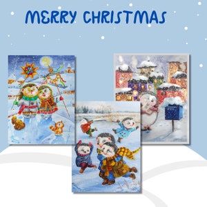 Juego de tarjetas de Navidad de 3 lindas tarjetas de Navidad Postcrossing, regalo con erizo