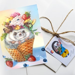 Eis Igel , Moderne Kunst, personalisierte Postkarte, Igel Liebhaber, Geschenk Einzigartig, Geschenk Postkarte, I Love You Postkarte, , Postcrossing