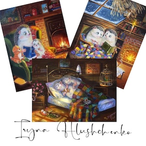 Juego de 3 tarjetas postales de erizo, conjunto de tarjetas con personalidad, tarjeta de feliz cumpleaños, tarjeta de cuento de hadas para hija, tarjeta de amor, tarjetas divertidas para dulce hogar