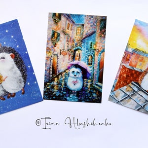 Igel Postkarten 3er Set, Igel Postkarte, Postkarte, Sommer Postkarte, Happy Birthday Postkarte, Tier Postkarten, Wald Postkarten,
