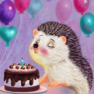Biglietto di auguri di compleanno con busta - biglietto di auguri per uomo, fidanzata, biglietto per bambini, biglietto di auguri con riccio, biglietto per bambini