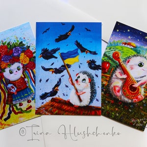 Hérissons ukrainiens, hérissons mignons, hérisson dans le style ukrainien, corbeaux de carte postale, postcrossing, carte postale ukrainienne