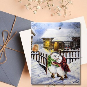Leuke ansichtkaart met egels | Once Upon a Christmas Time geassorteerde kerstkaart | Ansichtkaarten | Kerstdieren | Winterkaart