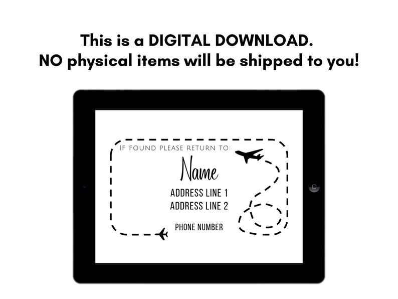 Editable Luggage Tag Insert Travel Tag Insert Suitcase Tag Etsy