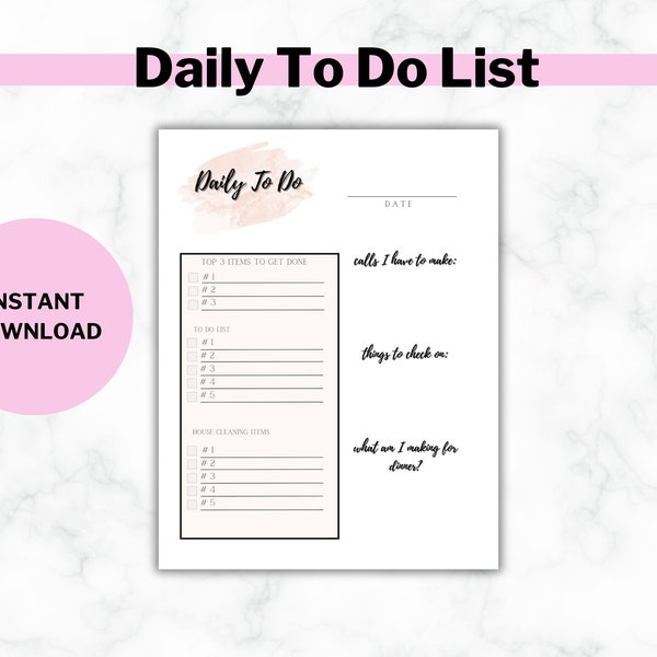 Daily To Do List|Instant Download|Daily Tracker|Productivity Planner|The Daily Wire|Task Reminder|Printable Planner