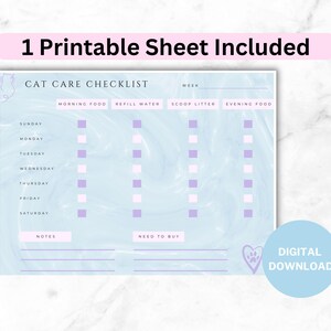 Cat Care Checklist: Daily Pet Chore Tracker (digital Download) - Etsy
