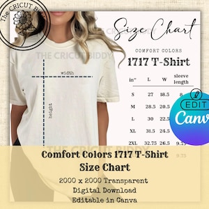 Comfort Colors 1717 Size Chart: Unisex Tee Sizing Guide (Printable & Canva Editable)