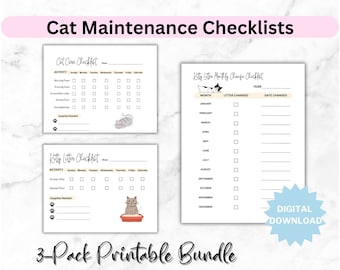 Cat Care Daily Checklists|Pet Care Chore Tracker|Weekly Organizer for Pets|Printable Pet Planner|Cat Care Printable