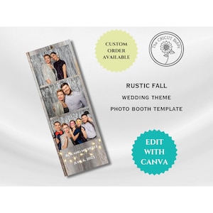 Rustikale Hochzeit im Herbst Photo Booth Vorlage - Canva bearbeitbar, kundenspezifische DIY Herbst Hochzeit Dekor, Instant Download