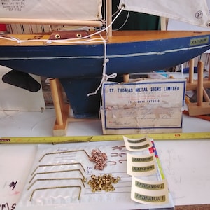 Deck hardware sets (3) for  Vintage Pond Yacht 14&quot;/16&quot;/20&quot;  by Perfect Model Boat Co, 1950-1960s NOS