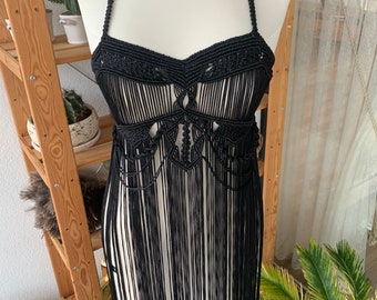 Black macrame handmade knitt dress, Festival clothing women,Burning Man outfit , Boho Chic Hippie, Beach wedding, Pregnant dress,Valentines