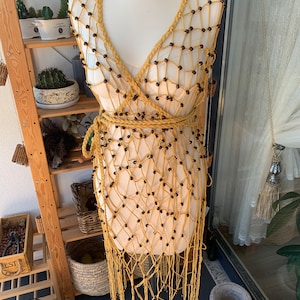 Handmade Beaded Fishnet Dress, Macrame dress, Festival clothing women,Burning Man outfit , Boho Chic Hippie, Bridal Beach wedding, gift