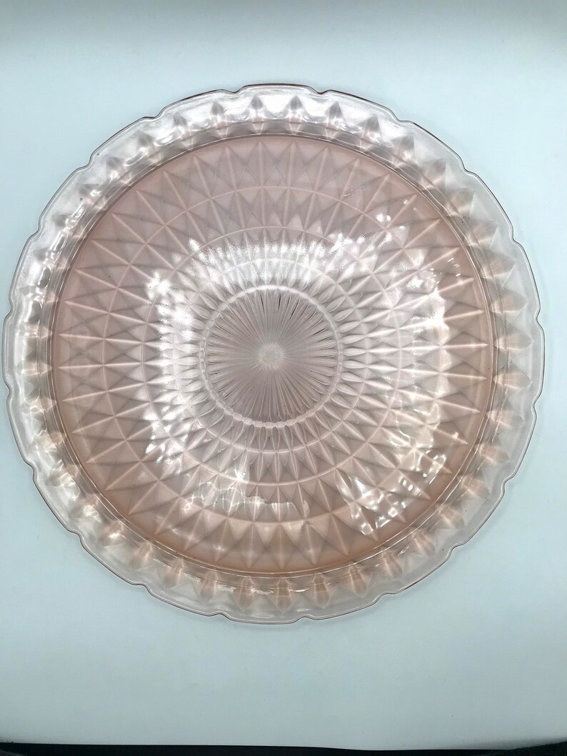 Pink Depression Glass Serving Tray Platter Etsy