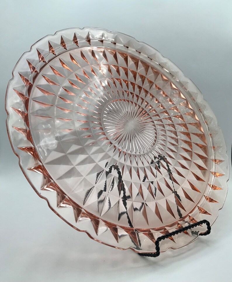 Pink Depression Glass Serving Tray Platter Etsy