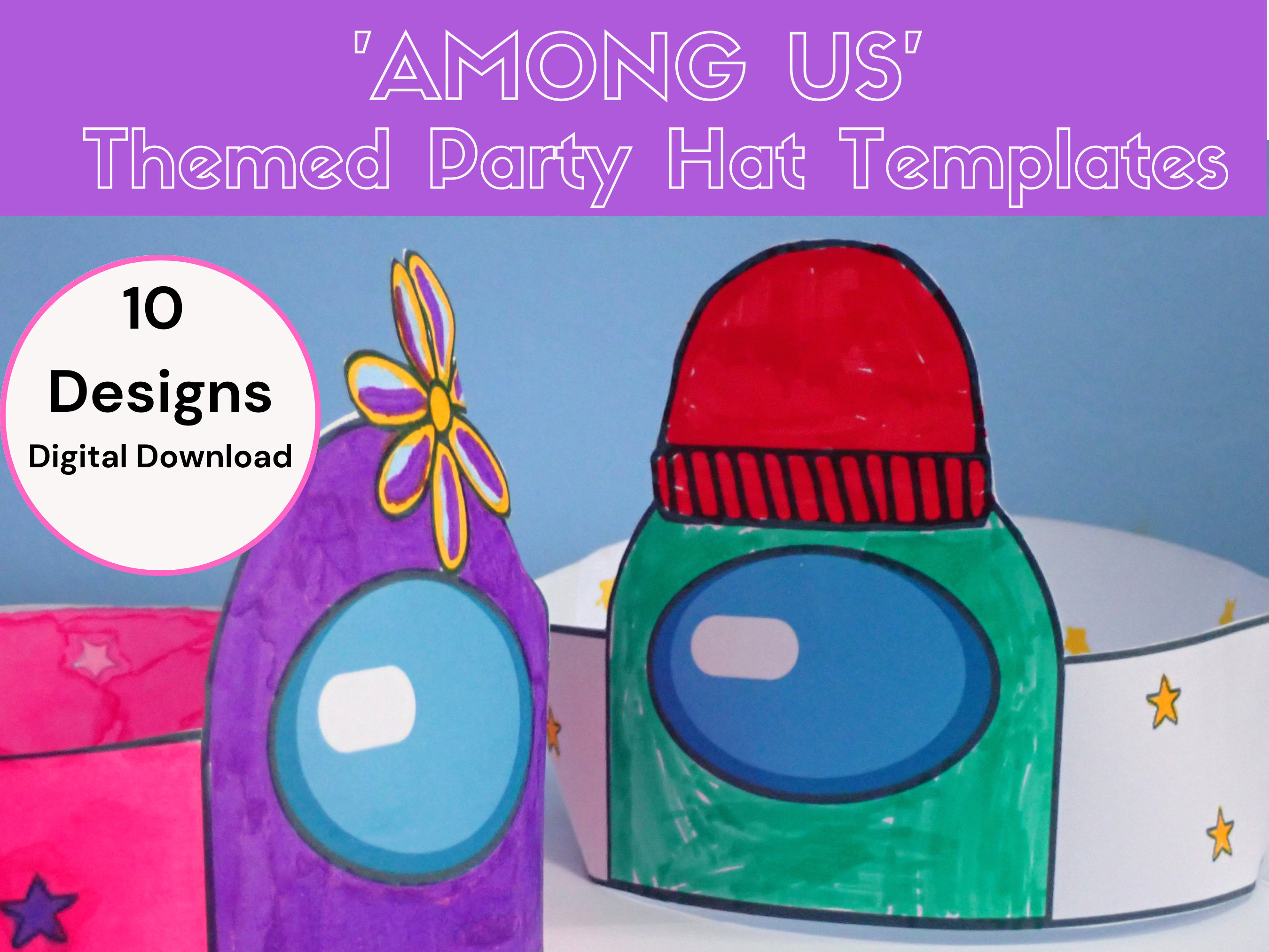 Among Us Birthday Hat Printable Templates 10 Among Us Themed Party Hat