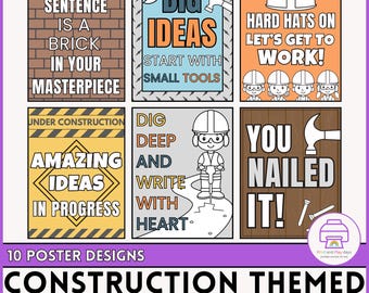 Construction Themed Motivational Posters For Bulletin Board And Classroom Display