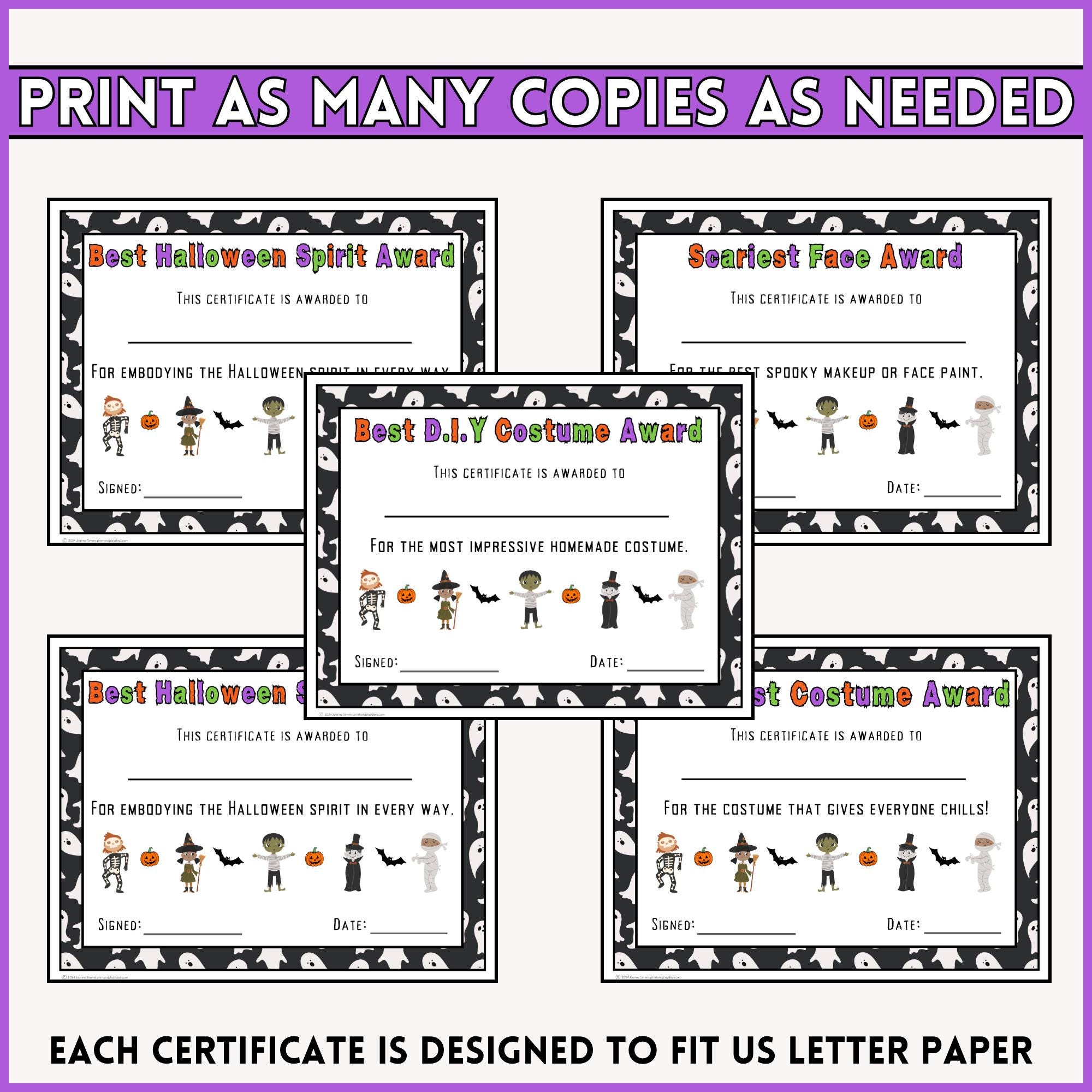 Halloween Costume Certificates | Best Costume Certificates | Halloween ...