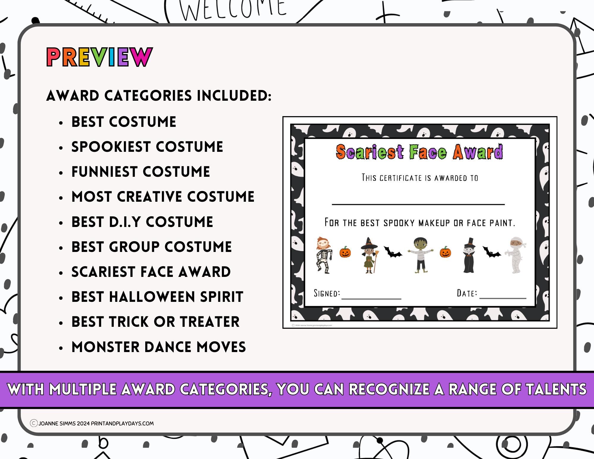 Halloween Costume Certificates | Best Costume Certificates | Halloween ...