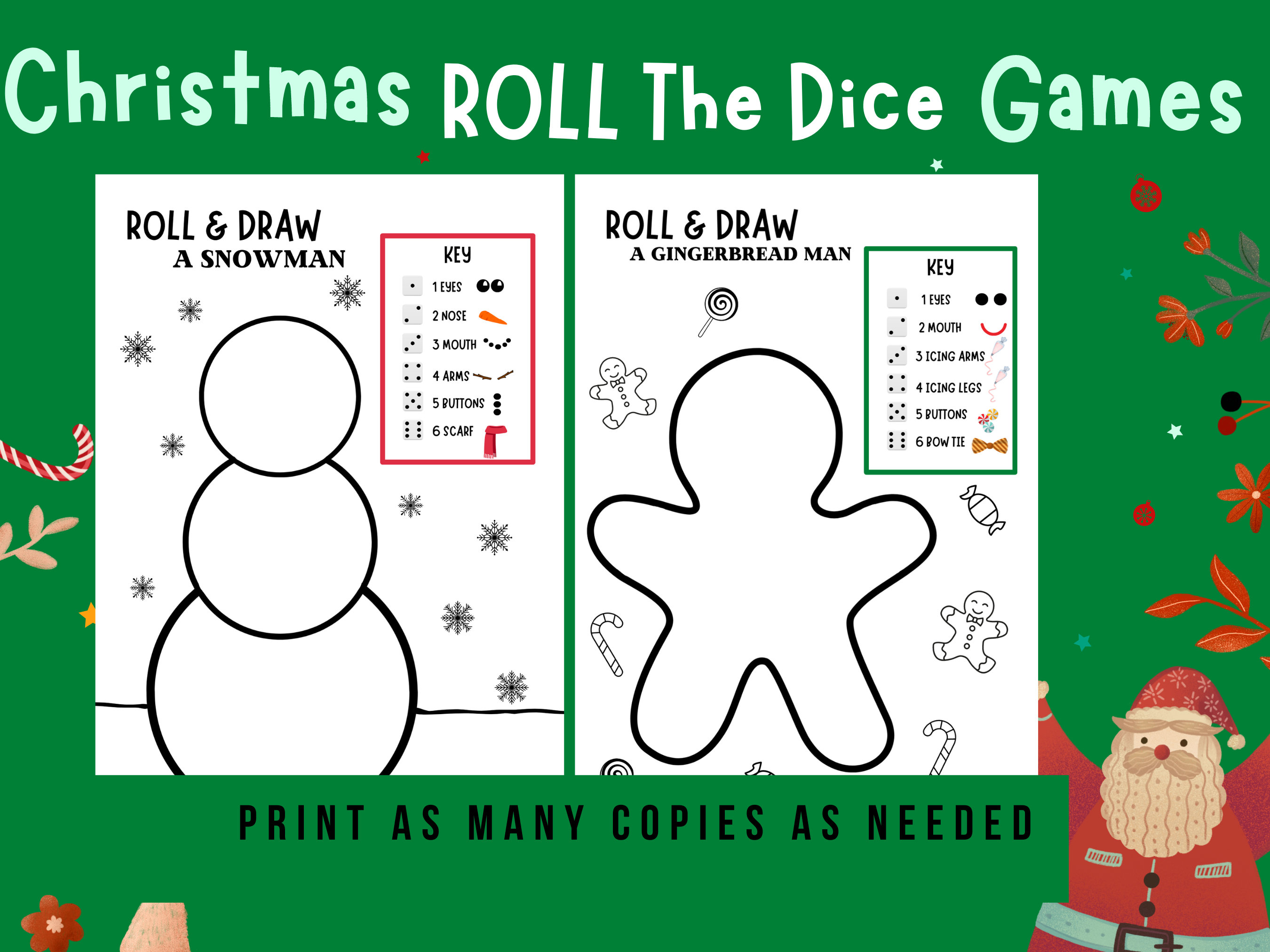 Roll the Dice Christmas Games Make A Dice Gingerbread Etsy UK