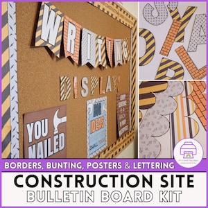 Construction Theme Bulletin Board & Classroom Decor Kit| Construction Door Decor Classroom Construction Printable Construction Theme Banner